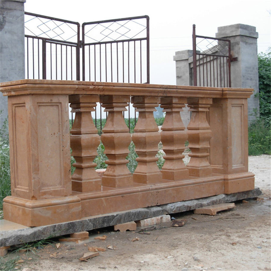 曲陽(yáng)石材雕刻-石雕欄板晚霞紅大理石欄板